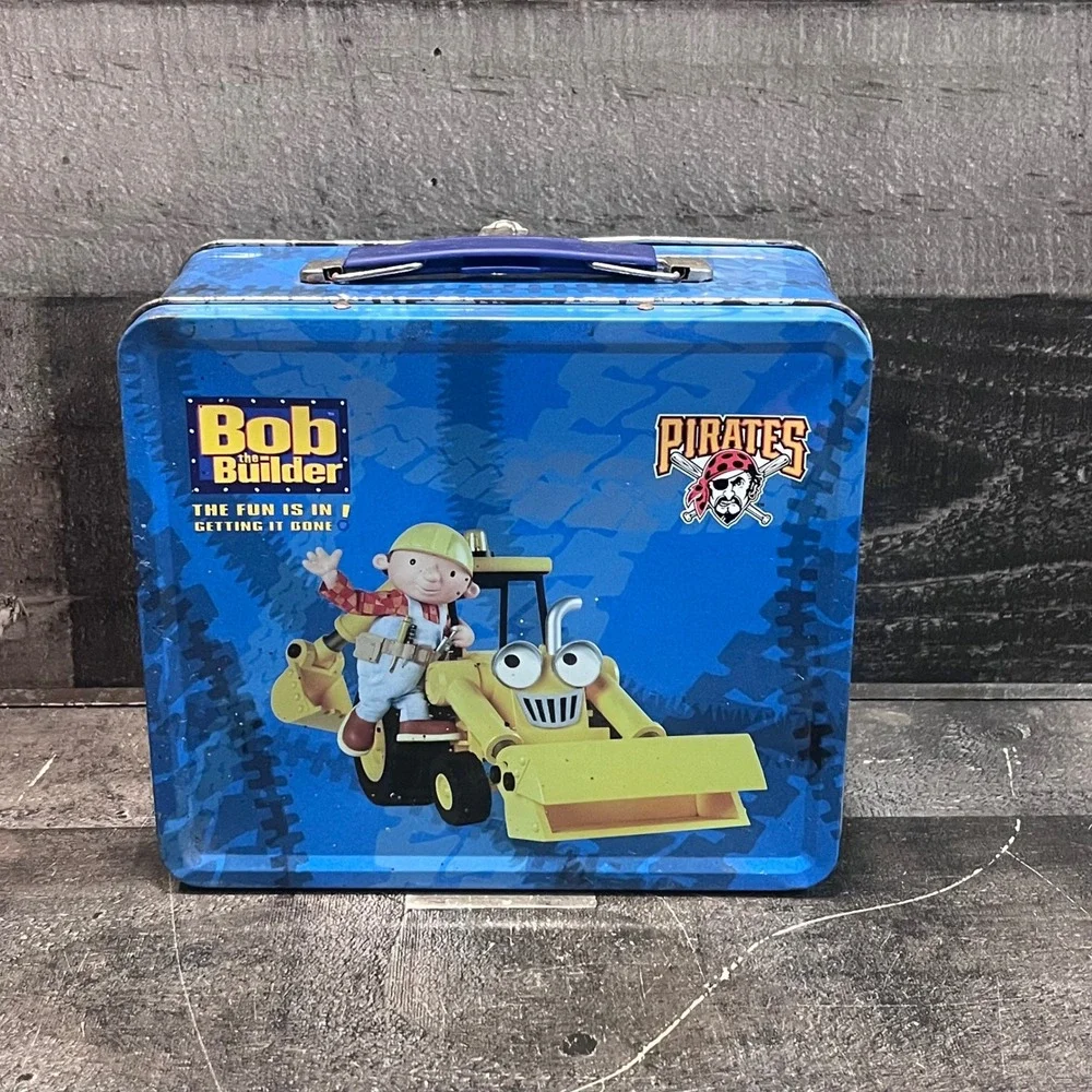 Bob the Builder Pittsburgh Pirates Metal Lunch Box 2005 White Blue Tin